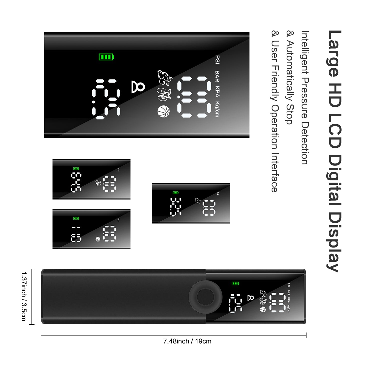 BP188 Aluminum Alloy Air Pump Portable LCD Display Inflator for Motorbike, Bicycles, and Balls BP188 Aluminum Alloy Air Pump Portable LCD Display Inflator for Motorbike, Bicycles, and Balls
